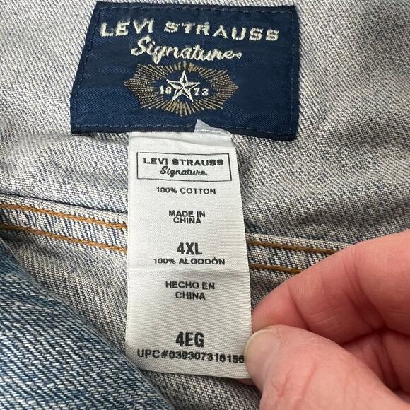 Vintage Levi Strauss Signature Denim Coat Jean Trucker Jacket Size 4XL Cotton - Picture 7 of 11